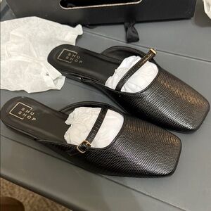 ShuShop Black Textured Mules